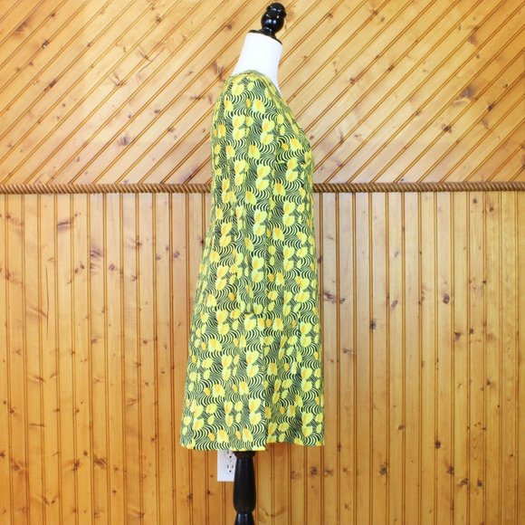 Vintage Minet Midi Dress 1960 Mod Style Long Sleeve Small Yellow Black Bees D167 - Picture 5 of 8